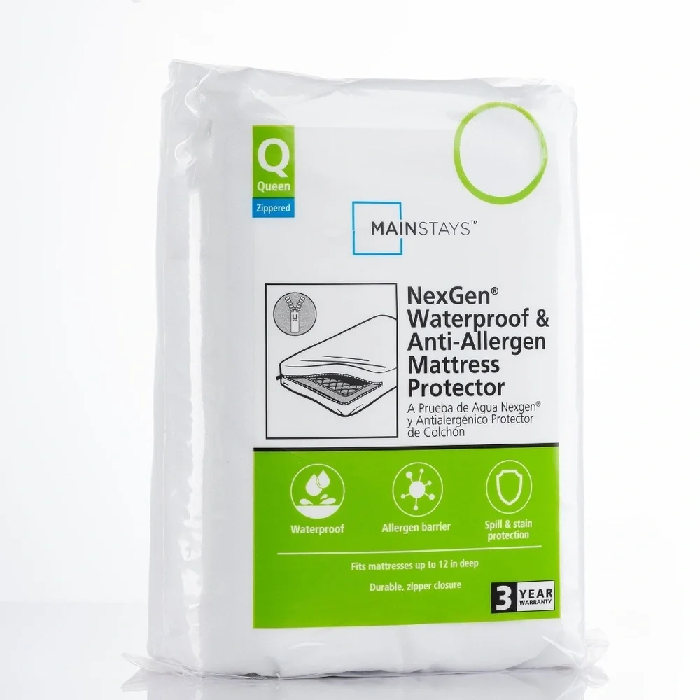 Mainstays NexGen Queen Mattress Protector | Zippered, Waterproof, Hypoallergenic